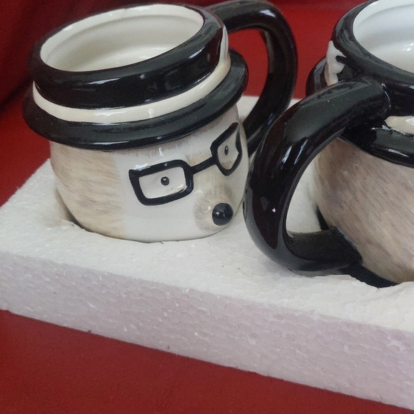 2 PCs Hedgehog Mug with Glasses and Hat Room Essentials Cozy Teacup - Picture 3 of 5